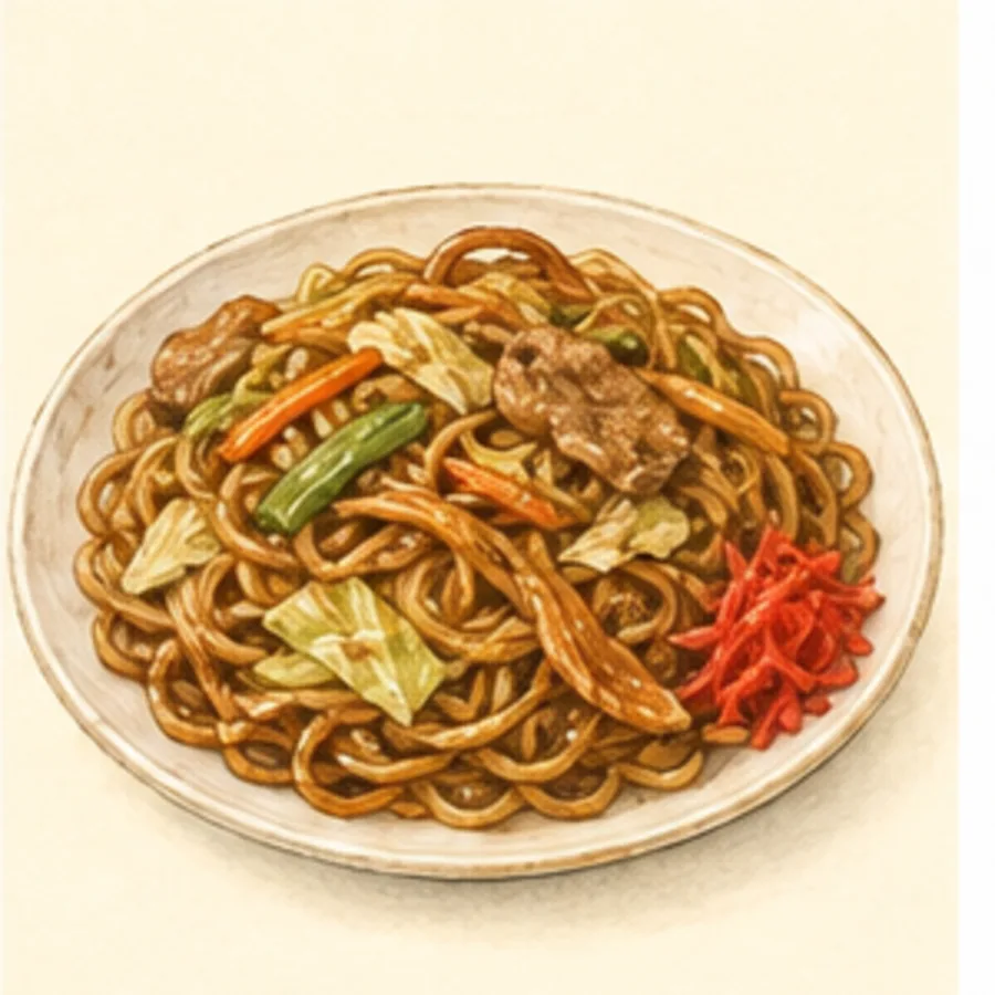 Ilustración de fideos salteados