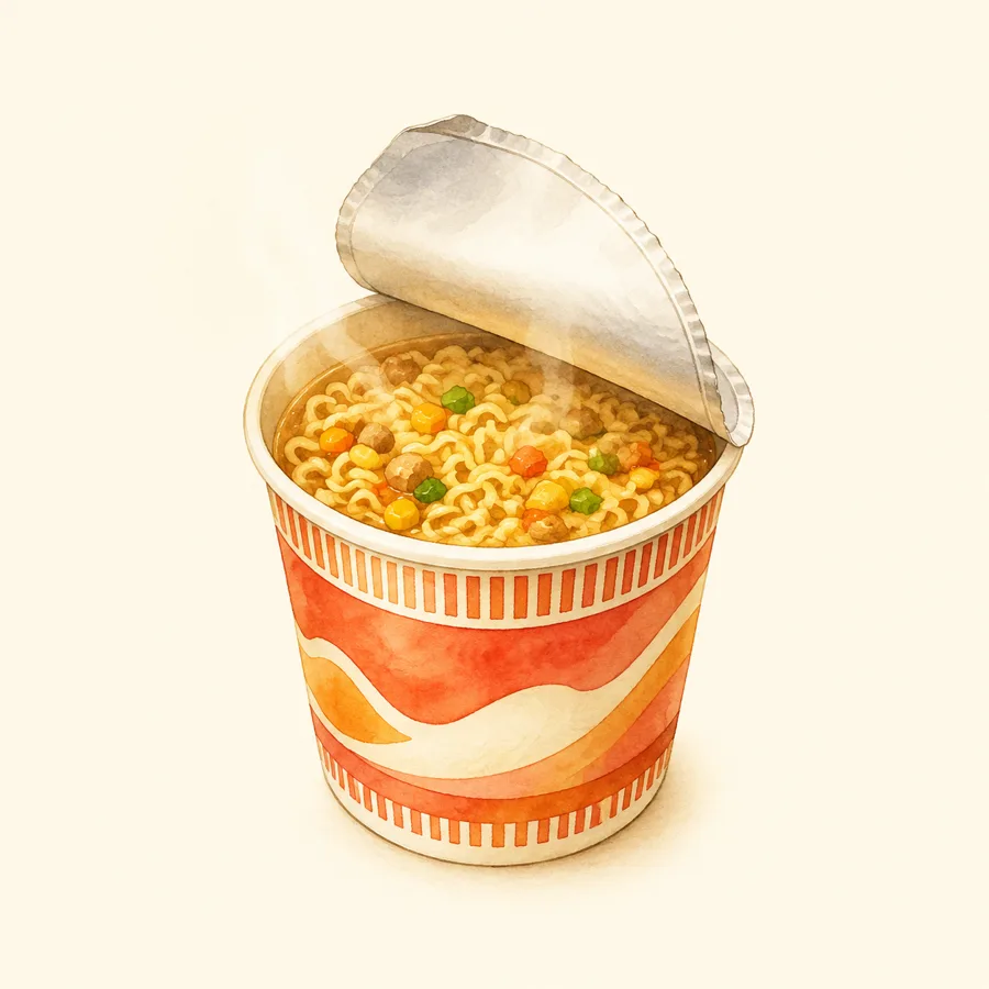 Ilustración de fideos instantáneos