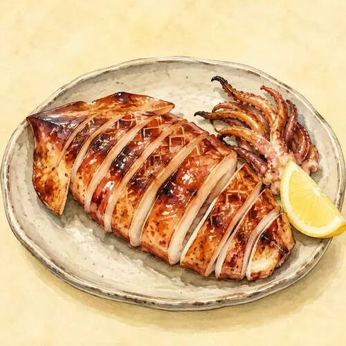 Ilustración de calamar a la parrilla