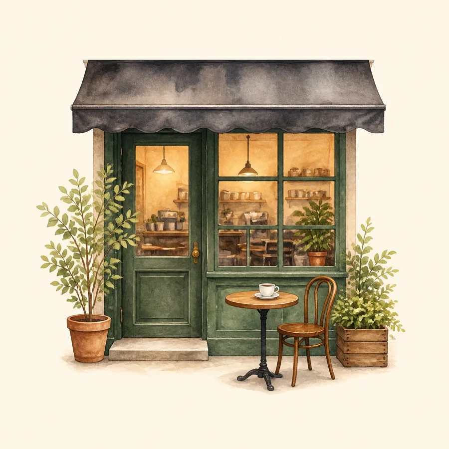 Ilustración de cafetería